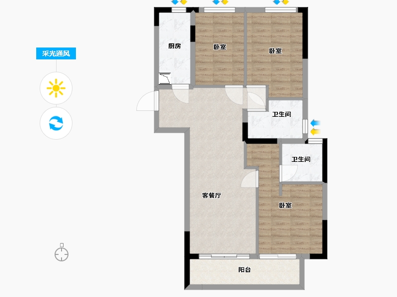 湖北省-武汉市-华发中城中央公园-87.00-户型库-采光通风