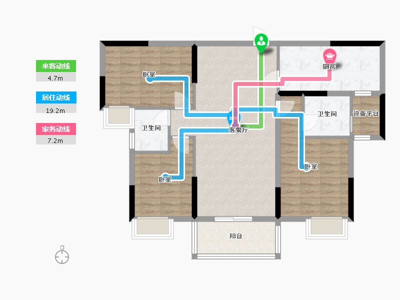 湖北省-黄冈市-翡翠国际-95.56-户型库-动静线