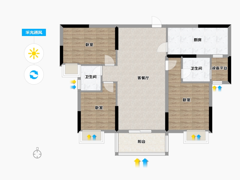 湖北省-黄冈市-翡翠国际-95.56-户型库-采光通风