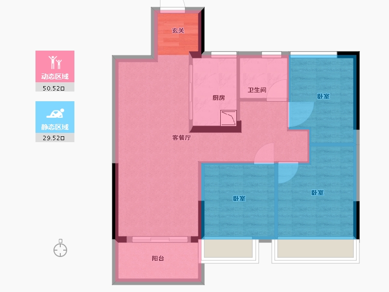 湖北省-武汉市-孔雀城航天府-71.60-户型库-动静分区