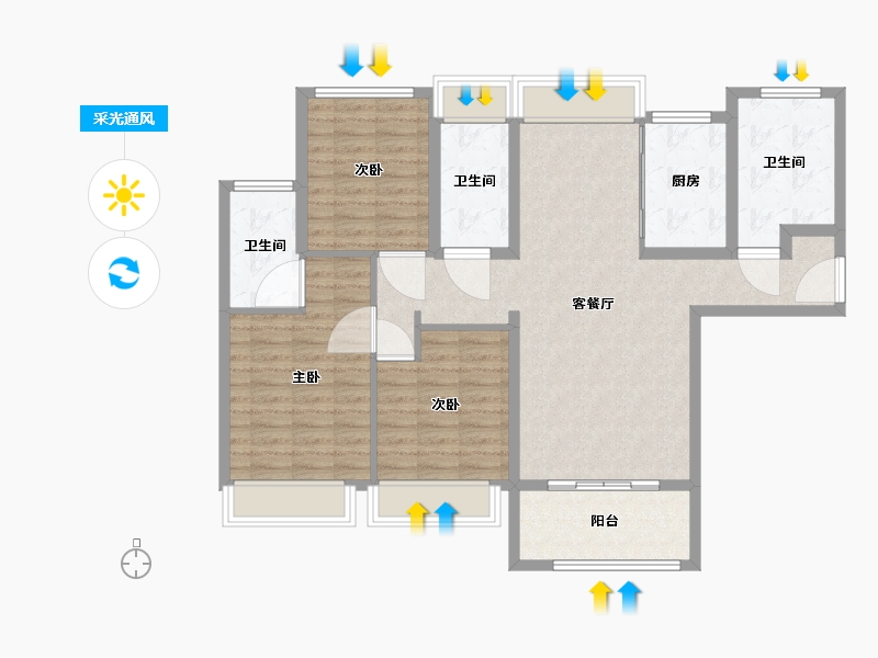 福建省-厦门市-中交国贸鹭原-103.97-户型库-采光通风