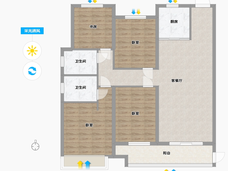 河南省-许昌市-中梁葛天府-110.01-户型库-采光通风