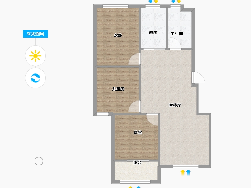 山东省-淄博市-锦绣淄江-87.00-户型库-采光通风