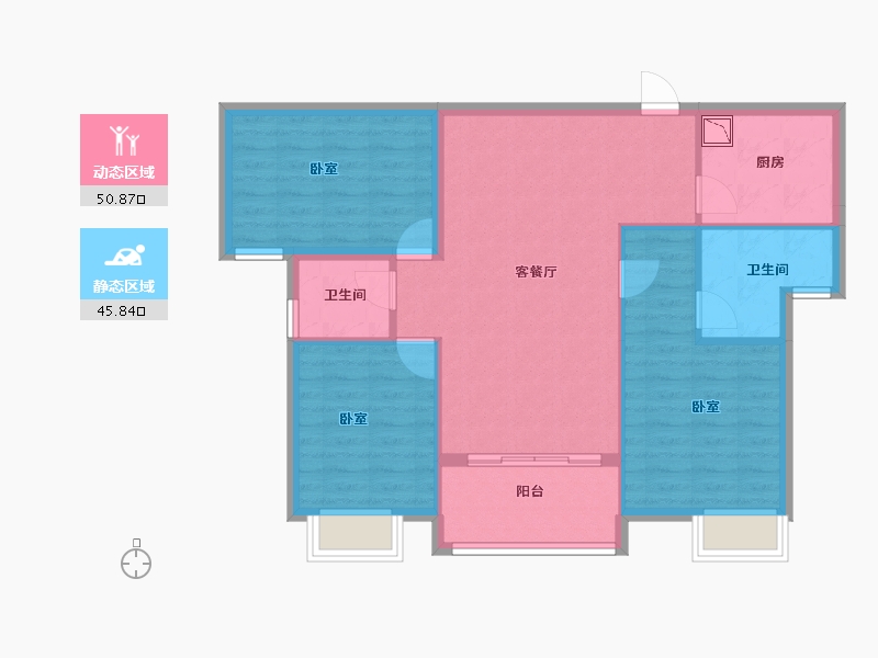 湖北省-黄冈市-御江半岛-87.45-户型库-动静分区