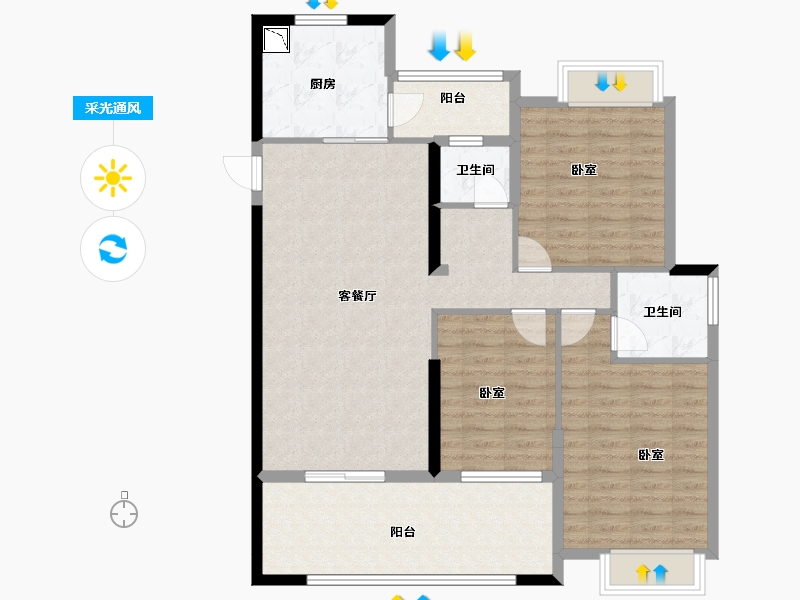 湖北省-黄冈市-御江半岛-107.07-户型库-采光通风