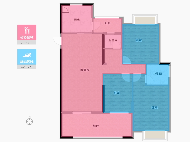 湖北省-黄冈市-御江半岛-107.07-户型库-动静分区