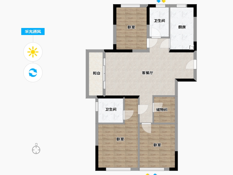 湖北省-武汉市-华发中城中央公园-91.00-户型库-采光通风