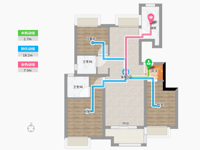 湖北省-武汉市-孔雀城航天府-80.57-户型库-动静线