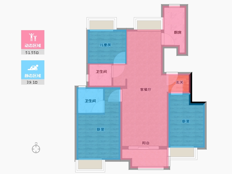 湖北省-武汉市-孔雀城航天府-80.57-户型库-动静分区