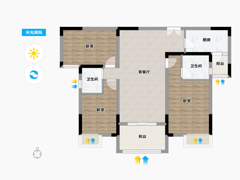 湖北省-黄冈市-泰鼎公馆-92.28-户型库-采光通风