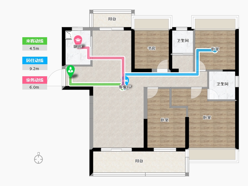 湖北省-宜昌市-碧桂园城央壹品-103.17-户型库-动静线