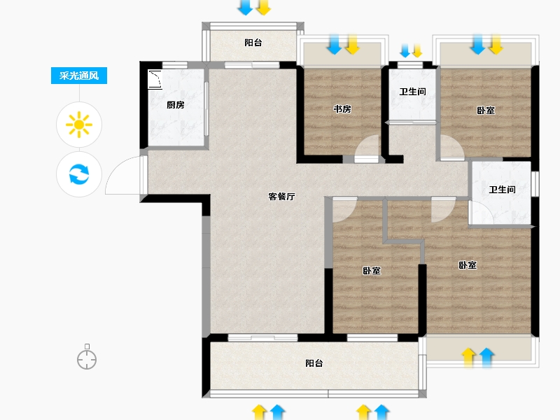 湖北省-宜昌市-碧桂园城央壹品-103.17-户型库-采光通风