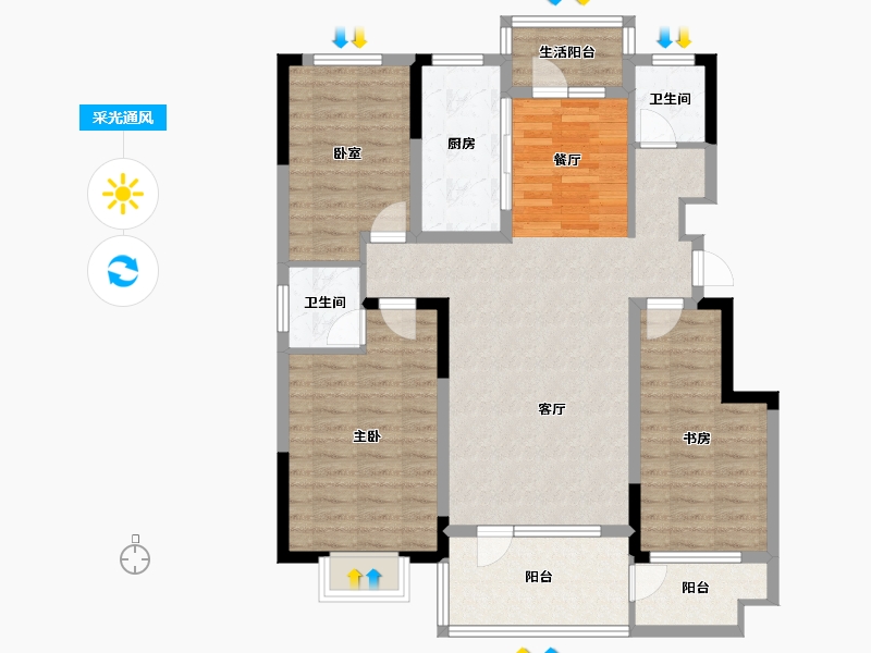 山东省-日照市-慧泽园洋房-105.86-户型库-采光通风