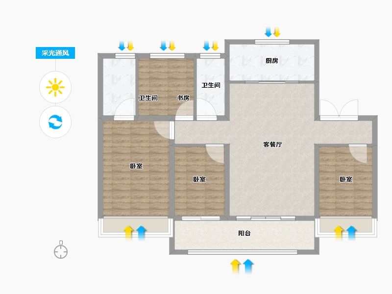 山东省-淄博市-中南淄江府-113.01-户型库-采光通风