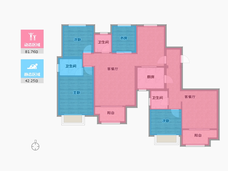 山东省-济南市-碧桂园翡翠雅郡-110.31-户型库-动静分区