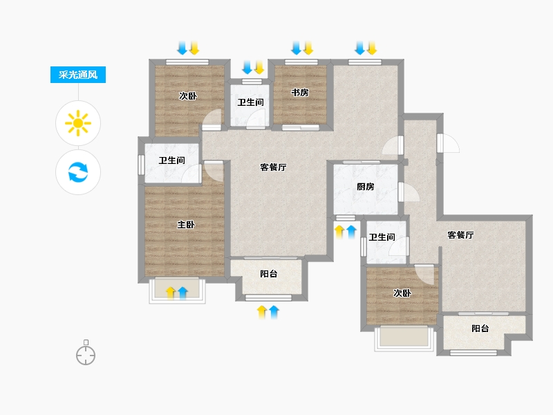 山东省-济南市-碧桂园翡翠雅郡-110.31-户型库-采光通风