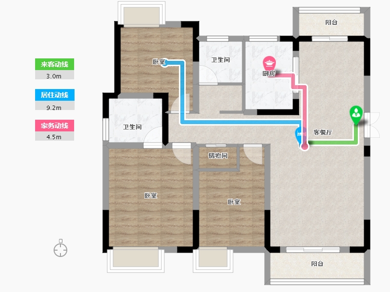 湖北省-黄冈市-泰鼎公馆-95.86-户型库-动静线