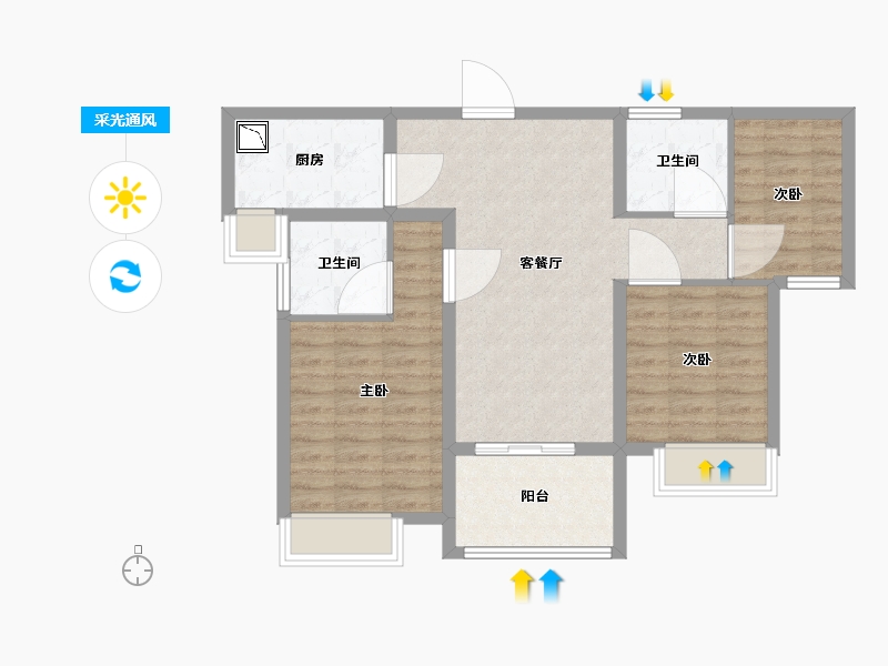 福建省-厦门市-中交国贸鹭原-76.00-户型库-采光通风