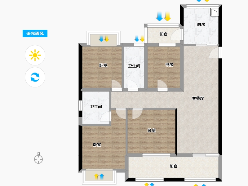 湖北省-黄冈市-御江半岛-87.36-户型库-采光通风