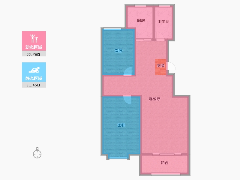 山东省-淄博市-蓝天雅居二期-87.00-户型库-动静分区