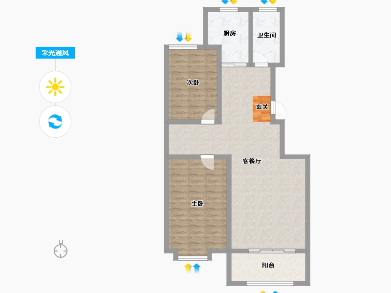 山东省-淄博市-蓝天雅居二期-87.00-户型库-采光通风