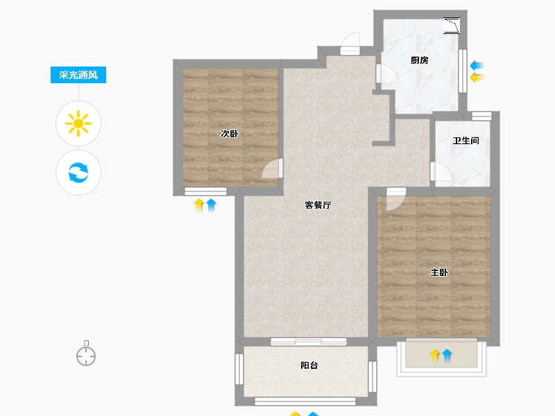 山东省-济南市-加州启城-61.99-户型库-采光通风