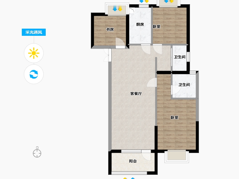 湖北省-武汉市-中建福地星城福邸-82.47-户型库-采光通风