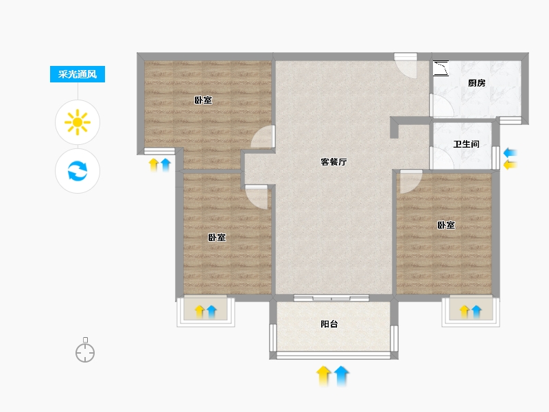 湖北省-黄冈市-红安盛安新都-90.66-户型库-采光通风