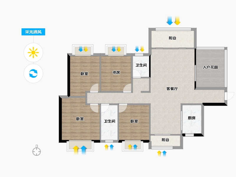 湖南省-株洲市-神骅白金汉宫-119.07-户型库-采光通风