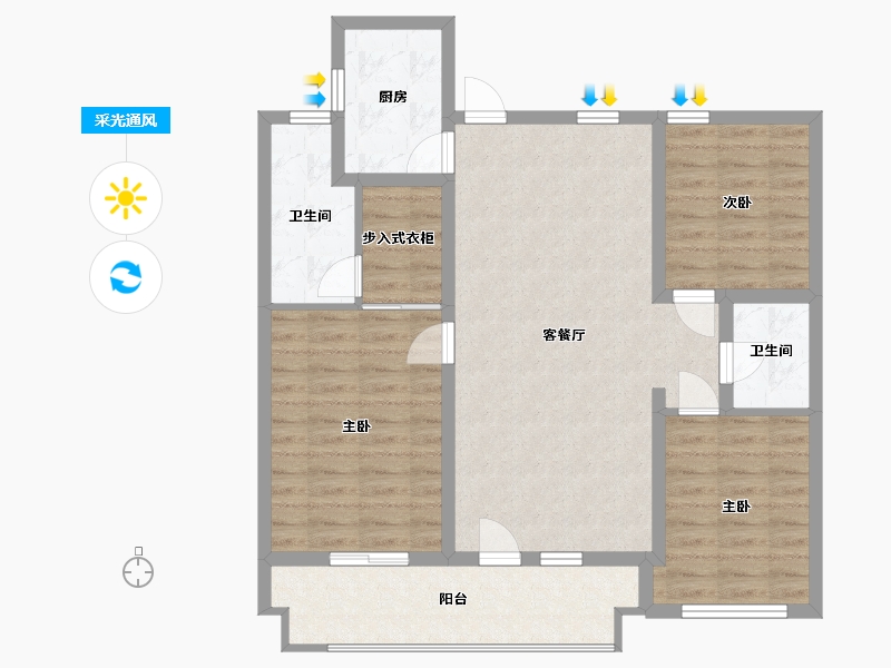 山东省-临沂市-鲁班国际-95.61-户型库-采光通风