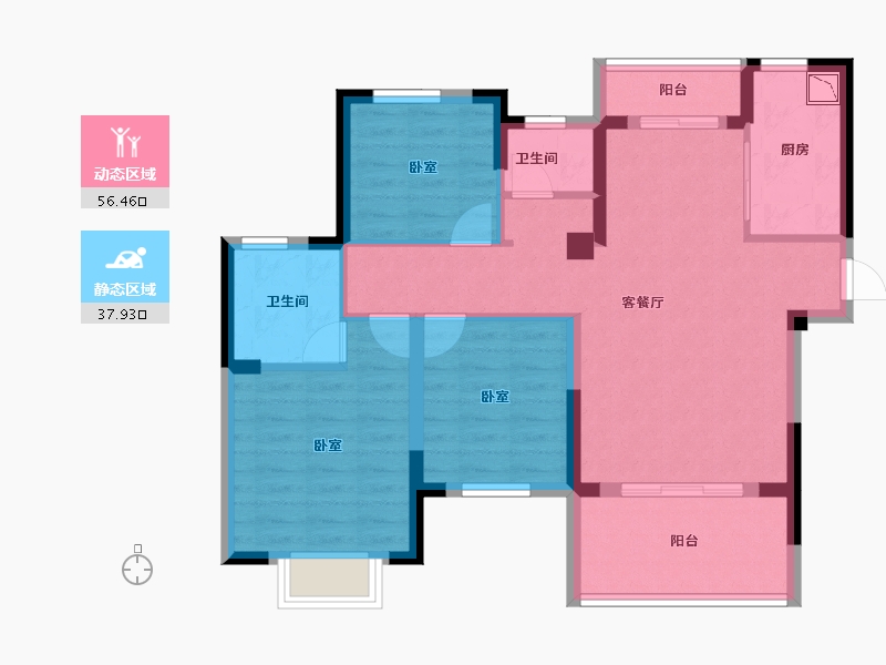 湖北省-黄冈市-麻城新长江智汇城-83.49-户型库-动静分区