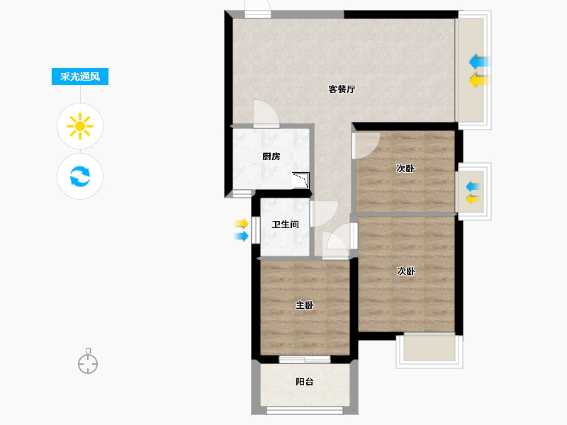 河南省-郑州市-汇泉景悦城-59.83-户型库-采光通风