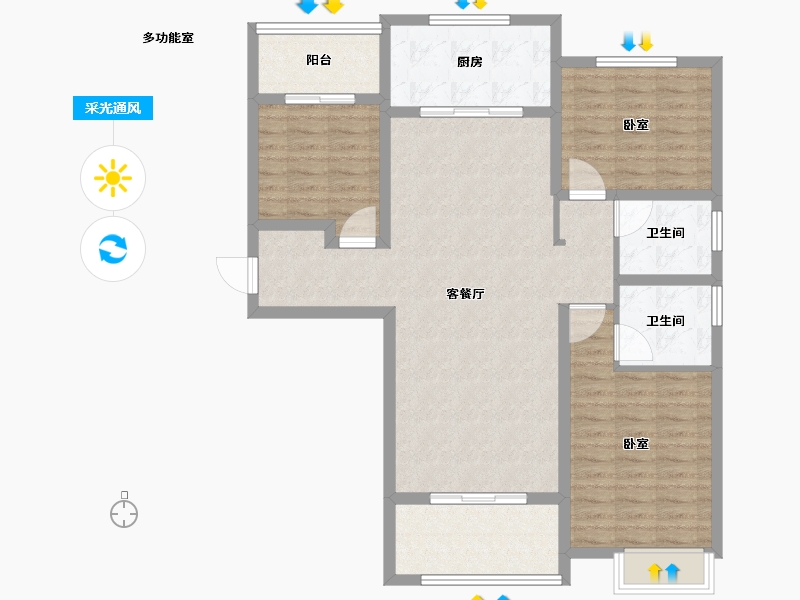 河南省-开封市-亚新美好香颂-102.00-户型库-采光通风