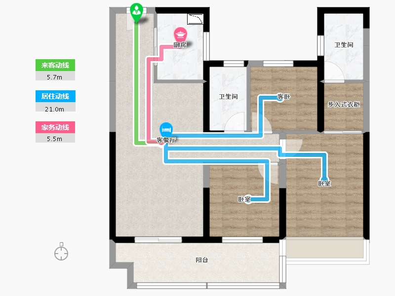 湖北省-宜昌市-碧桂园城央壹品-81.80-户型库-动静线