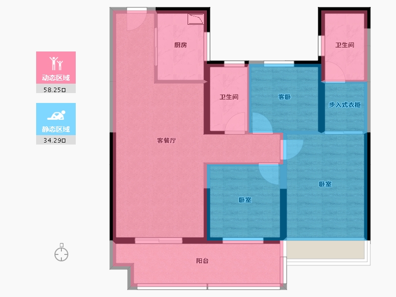 湖北省-宜昌市-碧桂园城央壹品-81.80-户型库-动静分区