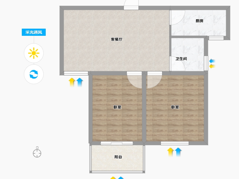 江苏省-宿迁市-春晓金水湾-71.00-户型库-采光通风