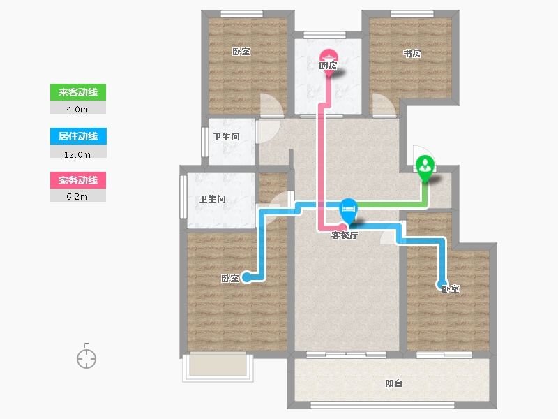 河南省-信阳市-东方今典·印象湖山-106.98-户型库-动静线