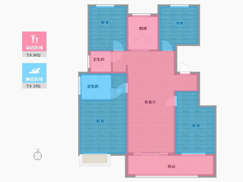 河南省-信阳市-东方今典·印象湖山-106.98-户型库-动静分区