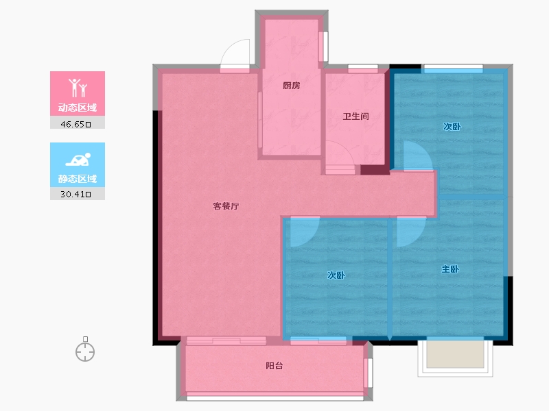 湖南省-株洲市-锦艺·锦湘悦-69.52-户型库-动静分区