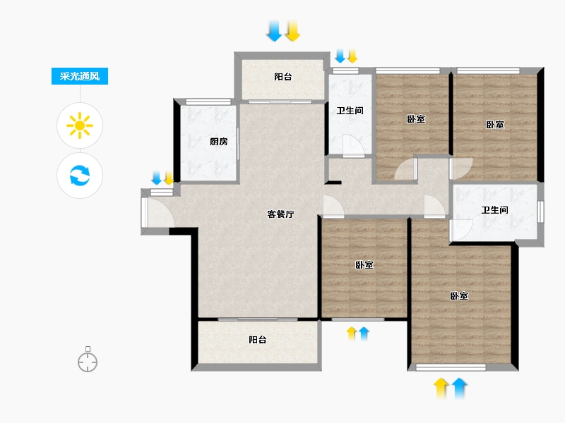 湖南省-常德市-裕泰·兰园广场-117.90-户型库-采光通风