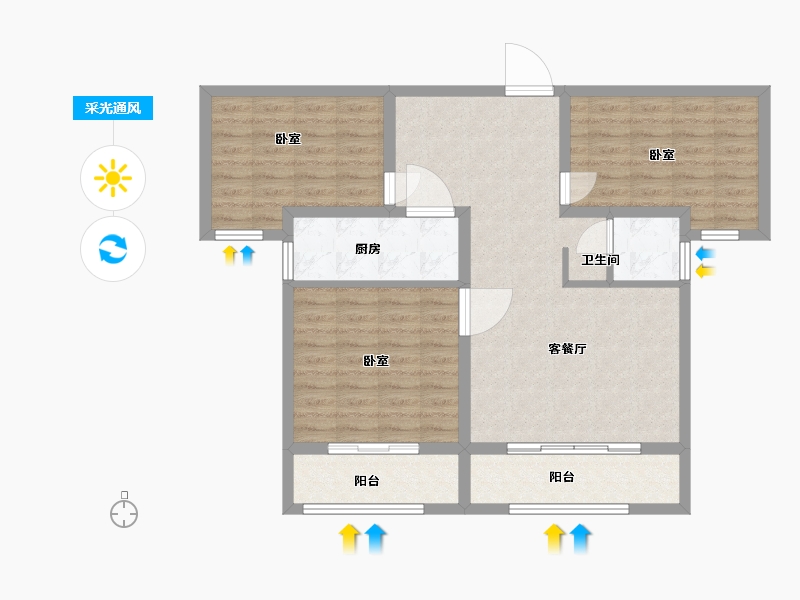 河南省-信阳市-四季花城·金桂园-87.41-户型库-采光通风