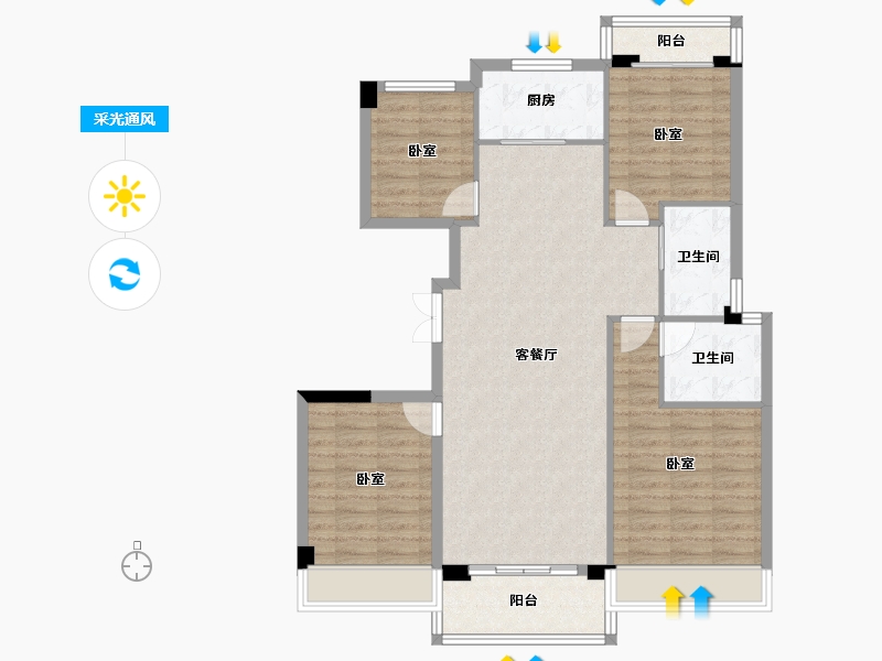 湖北省-宜昌市-锦昌春风十里-100.04-户型库-采光通风