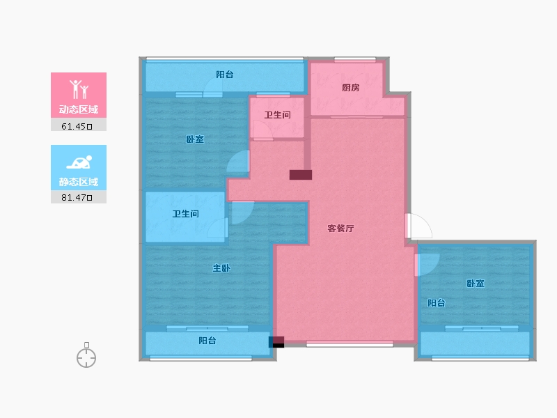 山东省-东营市-理想之城·百合园-129.05-户型库-动静分区