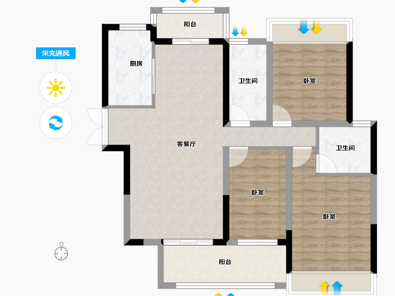 湖北省-宜昌市-建投时代印-92.78-户型库-采光通风