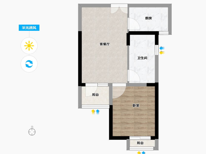 河南省-郑州市-长江一号宏图-45.79-户型库-采光通风