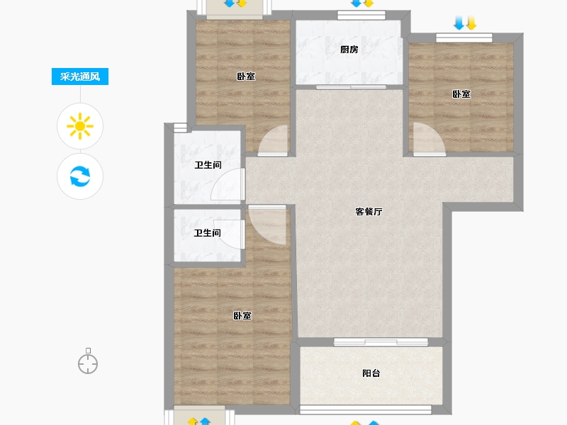 湖北省-孝感市-东方·状元成-75.90-户型库-采光通风