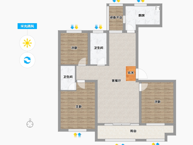 山东省-淄博市-源泰景城锦园-103.62-户型库-采光通风