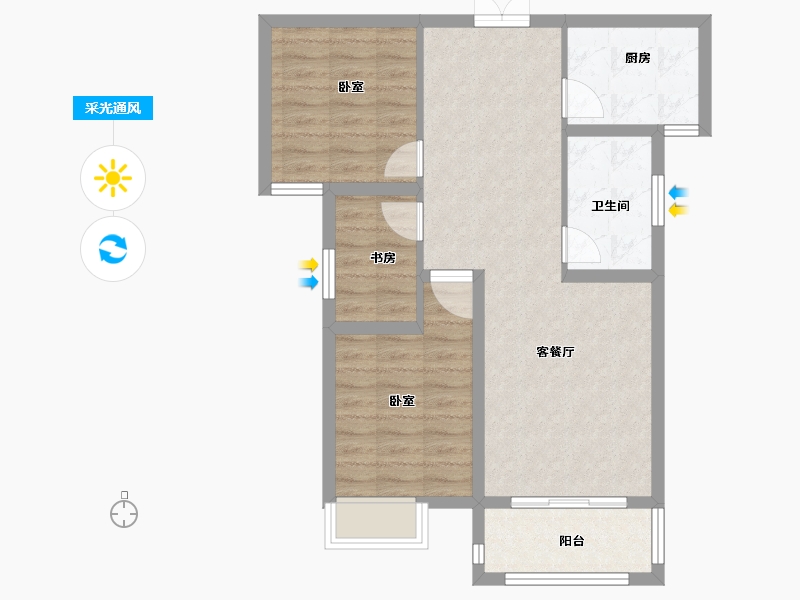 河南省-郑州市-长江一号宏图-71.00-户型库-采光通风