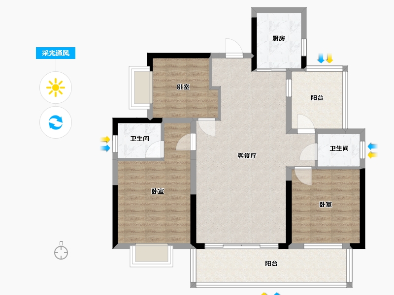 湖南省-邵阳市-高铁馨园-98.06-户型库-采光通风