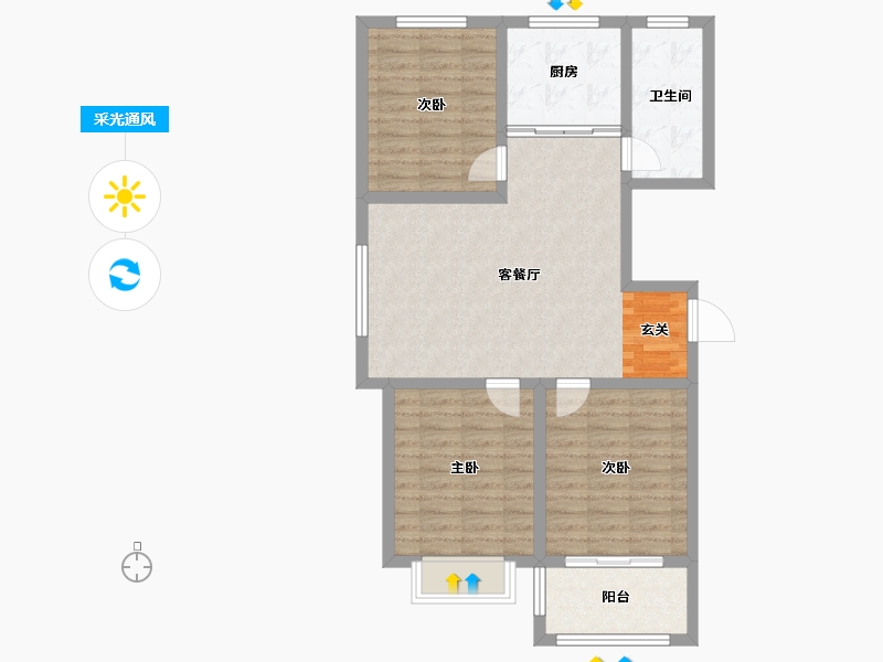 山东省-淄博市-湖岸名居-85.01-户型库-采光通风